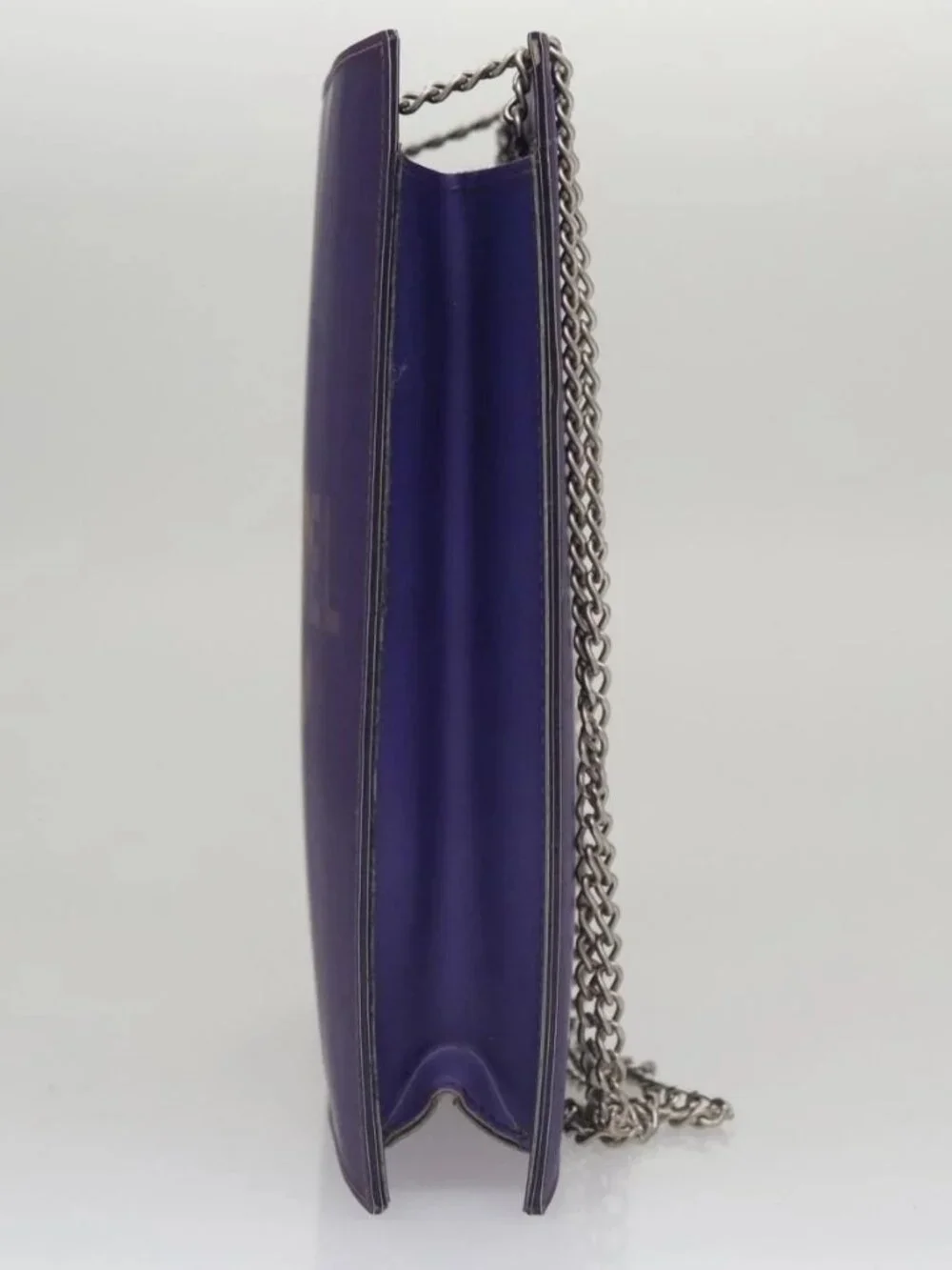 CHANEL Hologram Chain Shoulder Bag Vinyl Purple CC Auth bs21582